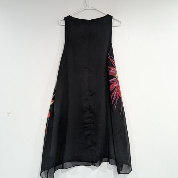 Max Studio Floral Print Layered Chiffon Sleeveless Dress Black Size Large - Picture 3 of 3